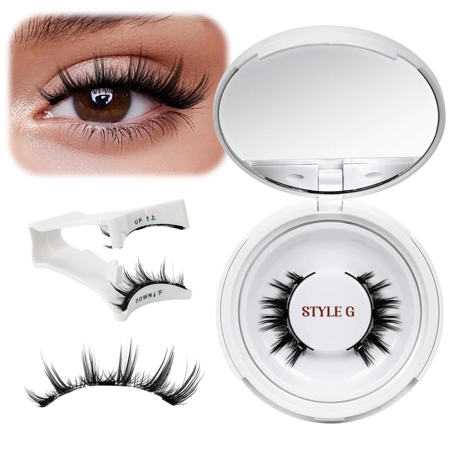 QUEWEL Magnetic Eyelashes Natural Look 1 Pair Reusable Magnetic Lashes with Applicator No Glue Needed Magnetic Eyelashes Magnetic Lashes Kit Easy to Wear and Remove(Magnetic Lashes-G)